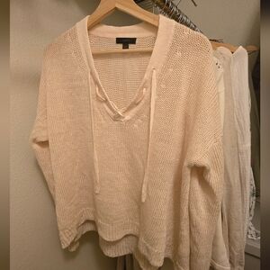 Jcrew Cream Linen Weave Sweater